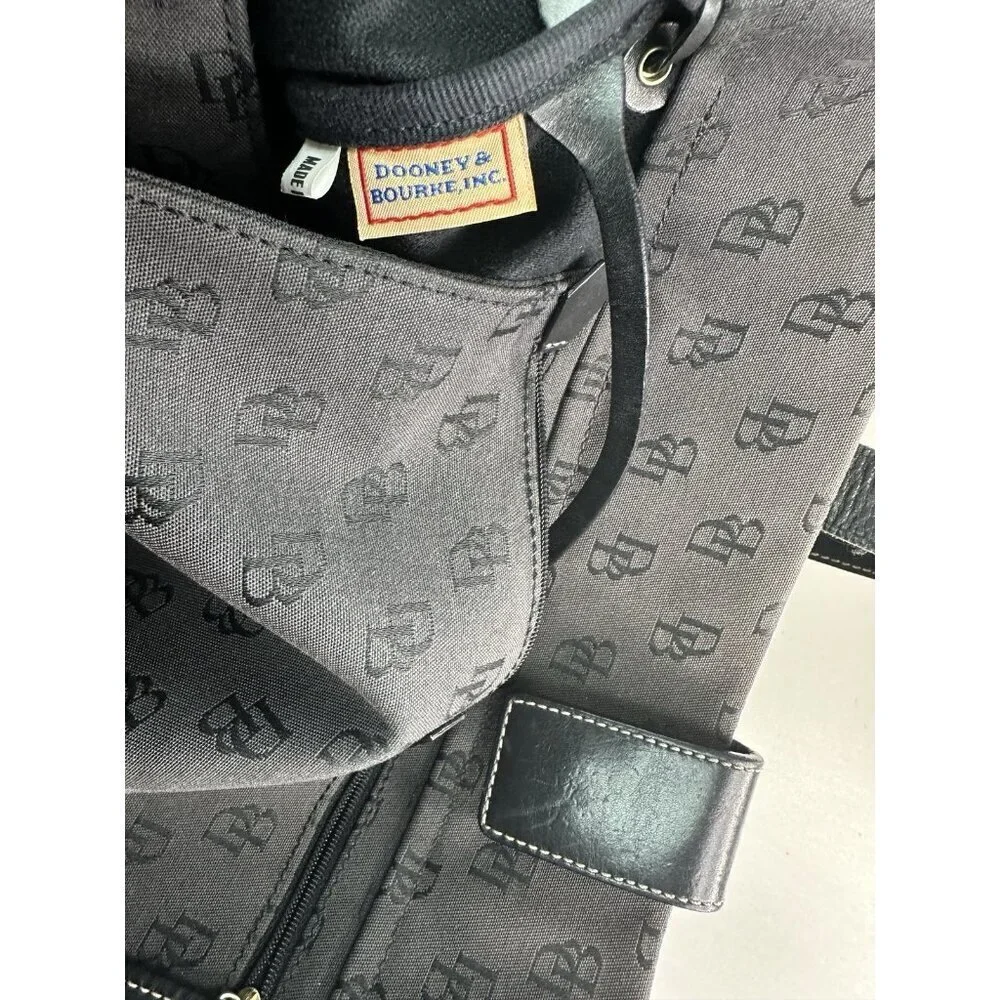 Dooney & Bourke Brown Black Monogram Canvas Shoulder Bag Purse Large